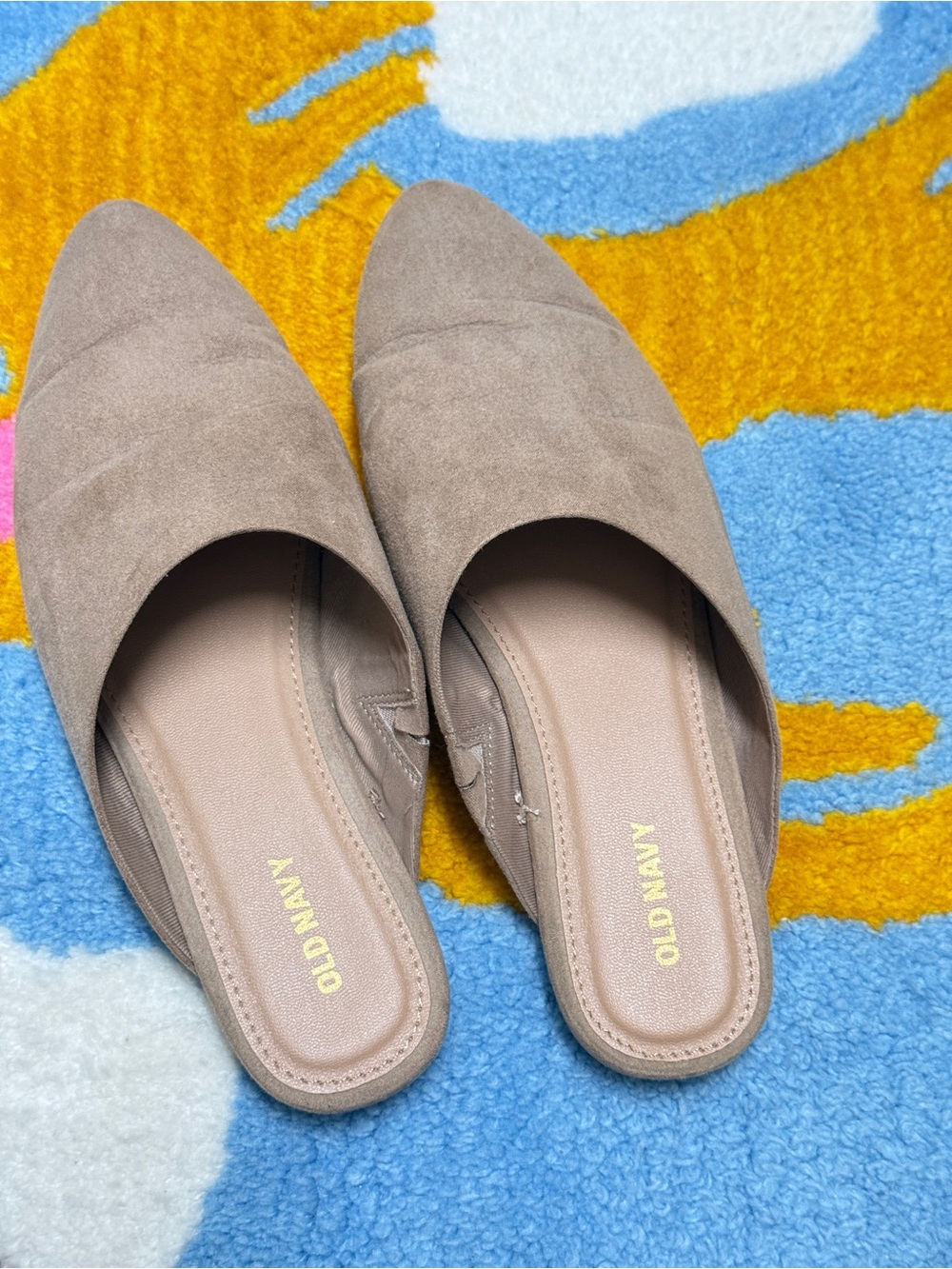 Old Navy Taupe Pointed-Toe Slip-On Mules LIKE NEW!